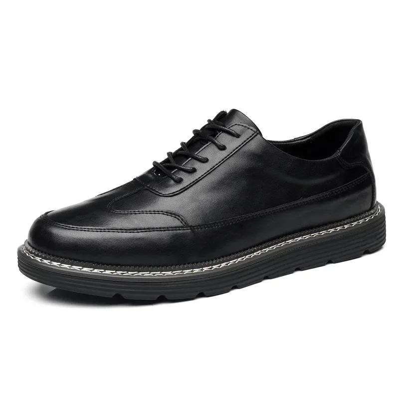 New Men's Casual Shoes Genuine Leather Men's Office Dress Shoes High Quality Mens Loafers Hard Wearing Non-slip Chaussure Hommes