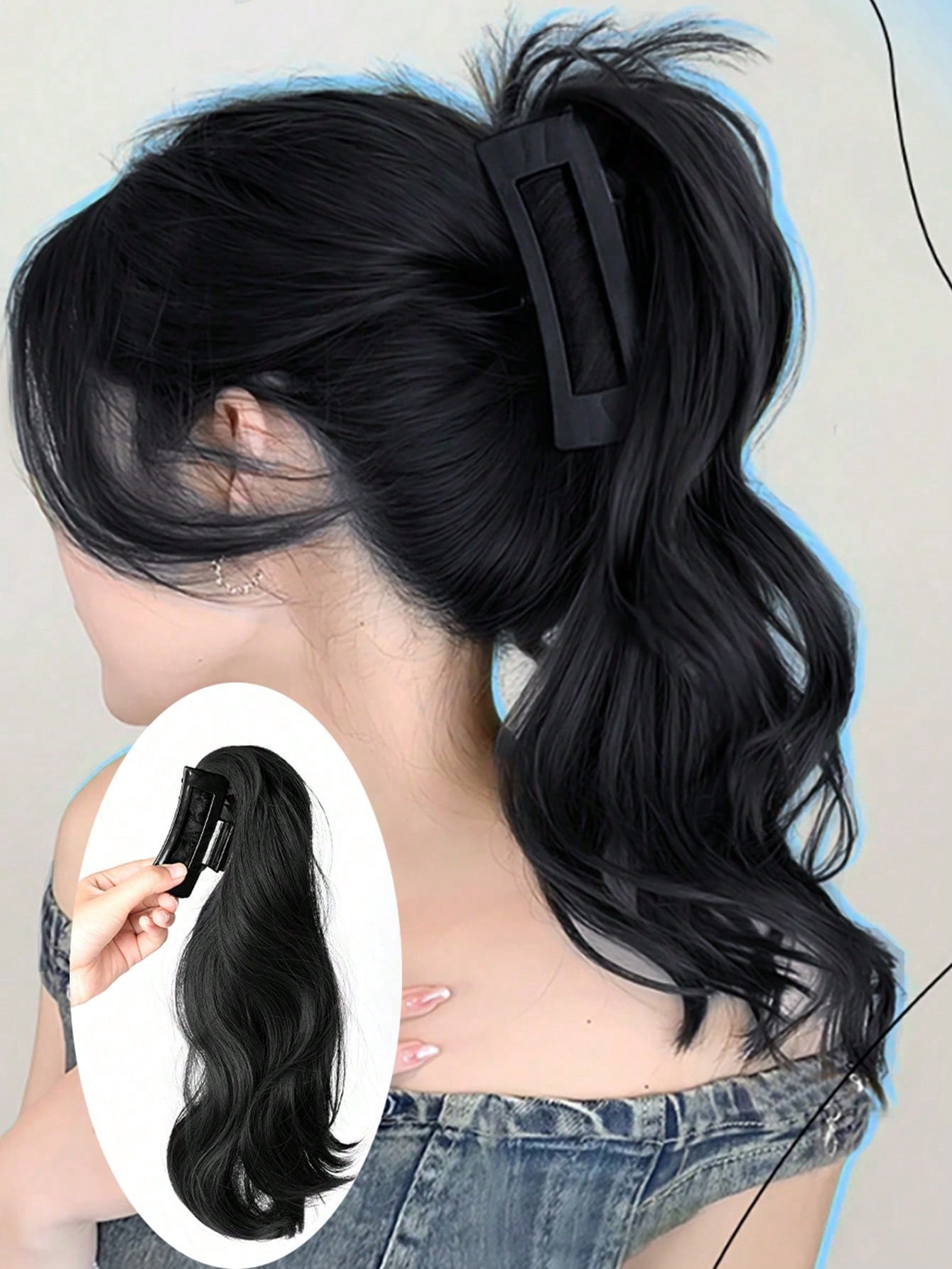 

Длинные вьющиеся волнистые синтетические наращивания хвоста в стиле зажима Элегантная и естественная форма, подходящая для ежедневного использования 12inch