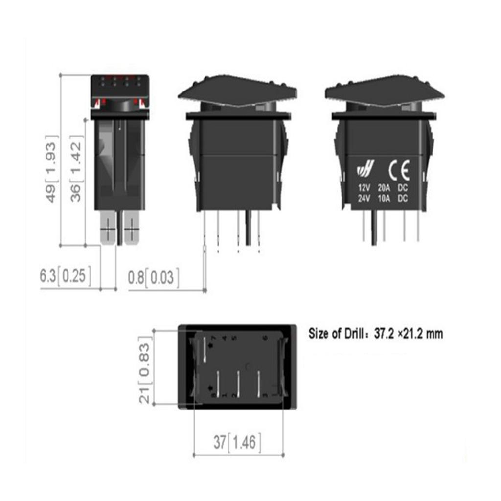 12V 24V 3 Pin Horn On Off Rocker Toggle Switch for Car Caravan RV Boat Marine