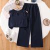 Girls' Casual Outfit - Summer Children's Elegant V-neck Long Pants Set