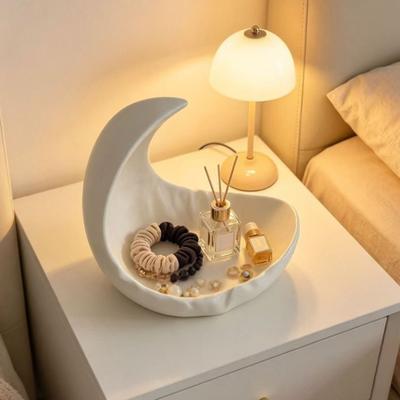 Storage Box Moon Shape Design 3D Printed Organizer Smooth Edges Space Saving Container for Desktop Small Items