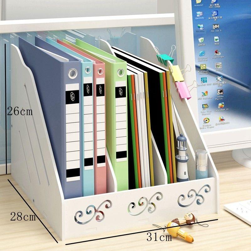 File Box Document Rack Four-Column Office Supplies Desktop Storage Basket Folder Storage Box Thickened Quadruple File Shelf