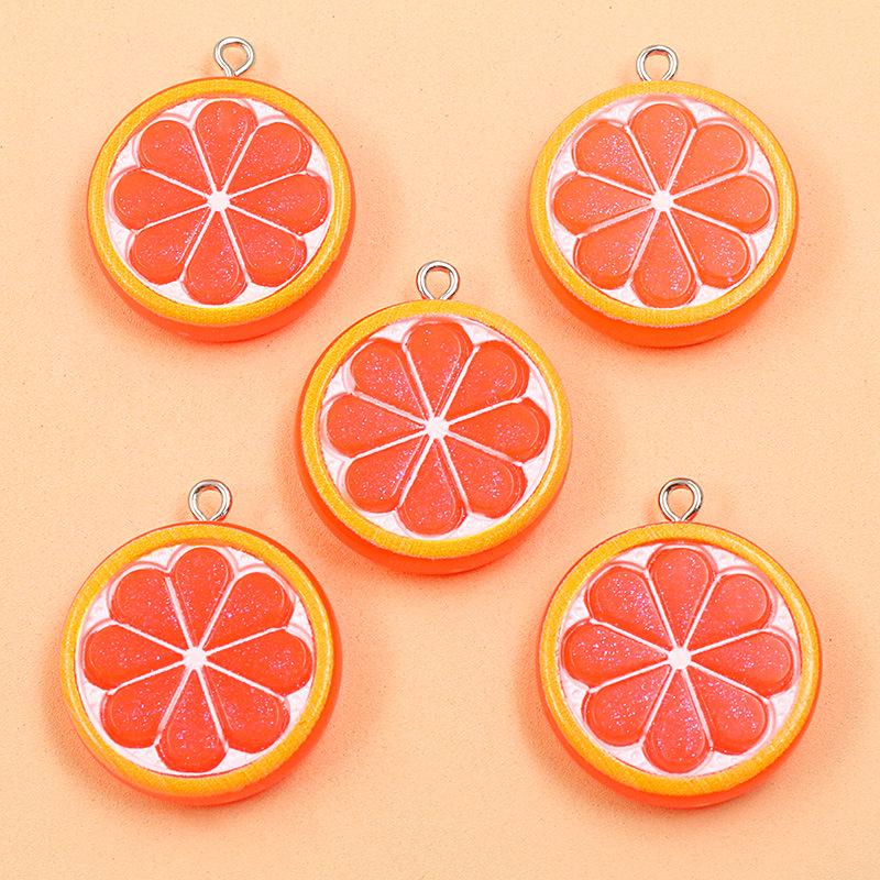 Mixed Style Resin Fruit Pendant Keychain - Kiwi, Watermelon, Lemon