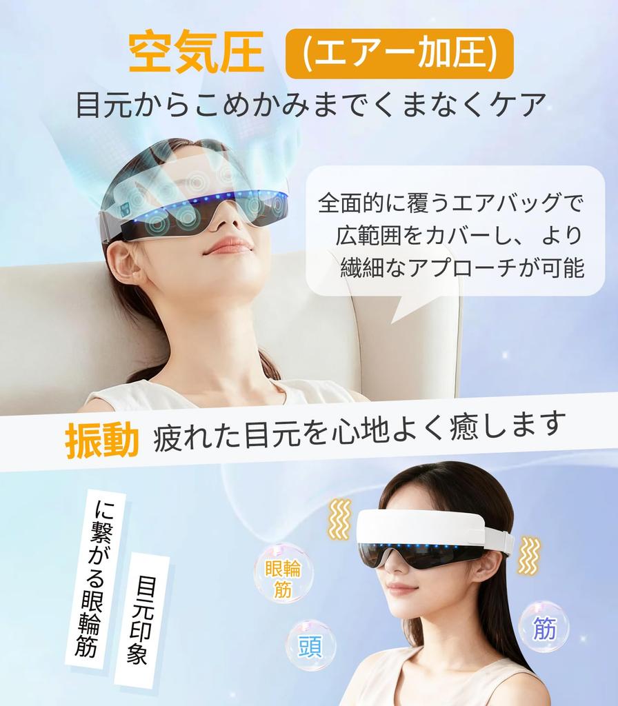 SPOSING Rechargeable Eye Hot Eye Mask Voice Bluetooth Music Eye 4 Air and LCD Foldable Easy Adjustable Japanese Instruction Manual Warmer, [AI Model!