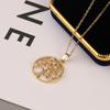 Colorful Zircon Hollow Heart Shape Tree of Life Pendant Necklace with Tassel Design Women's Jewelry
