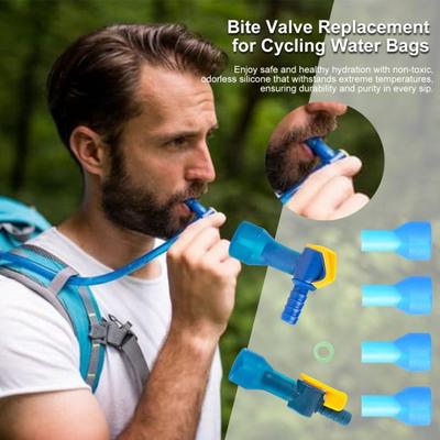 Bite Valve Replacement Hydration Pack Mouthpiece with 2 Hose Connector Shut/On Off Valve And O-Ring Replacement Parts Accessories