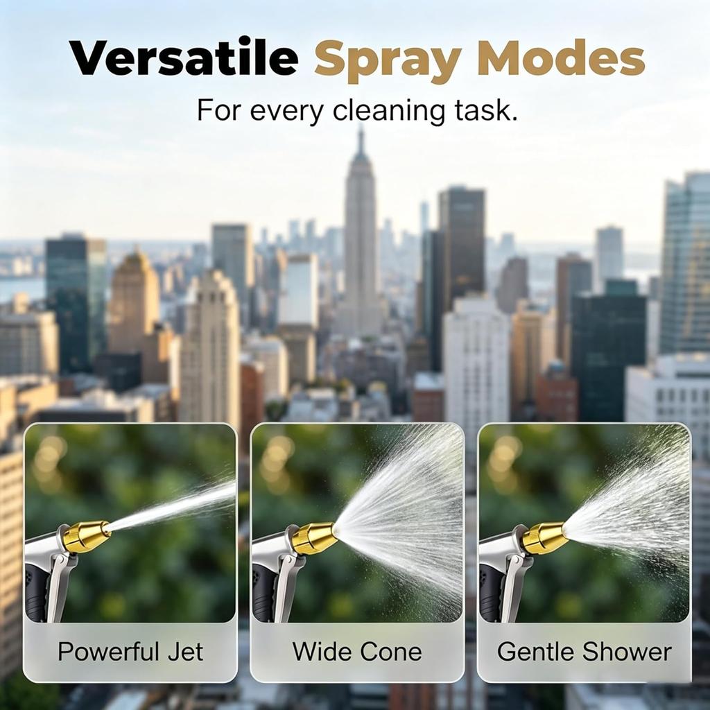 Portable High-Pressure Washer Nozzle Adjustable Water Jet Spray for Garden Hose - Stainless Steel Car Washer for Patio Driveway Deck Outdoor