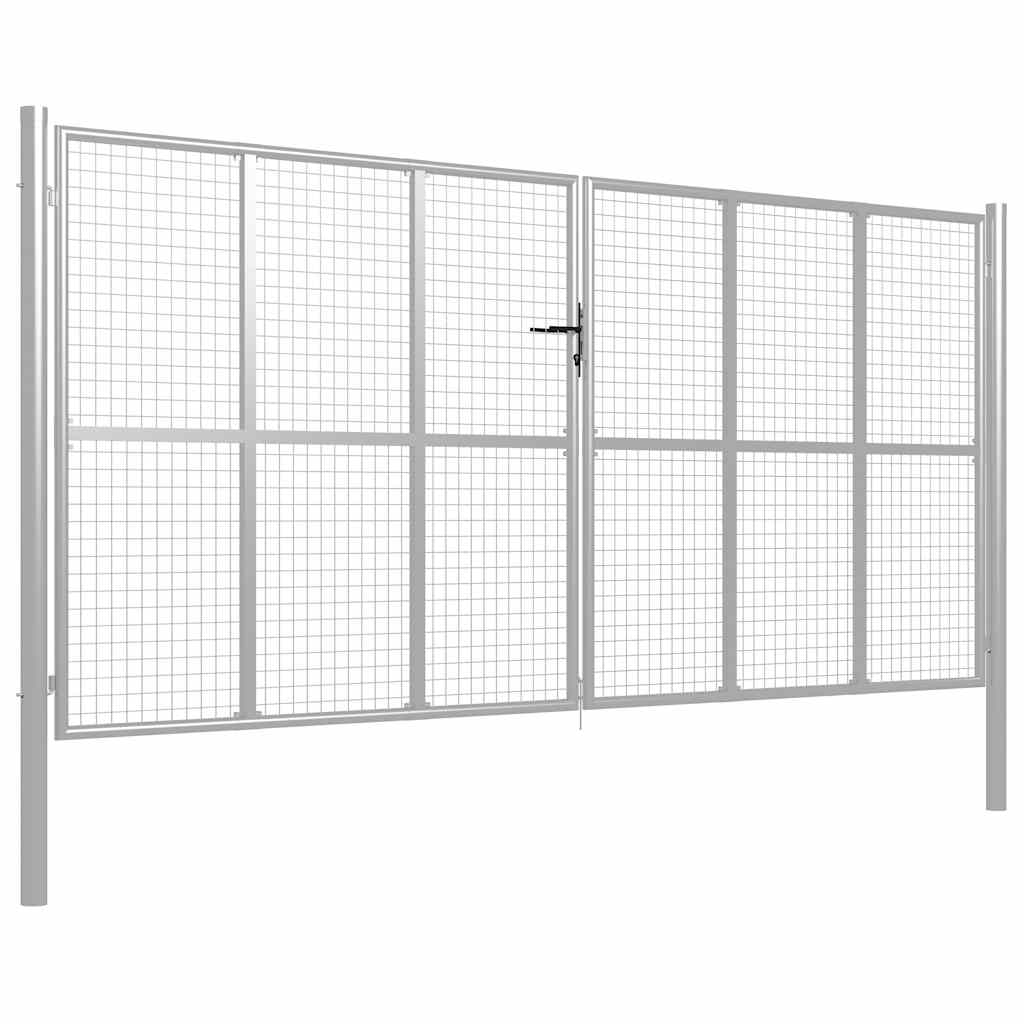 Vidaxl Galvanized Steel Garden Gate 400X200 Cm Silver