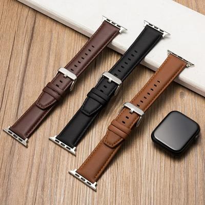 Leather Watch Band for Apple Watch Strap 49mm 44mm 45mm 42mm 38mm 40mm 41mm Woman Man Bracelet iWatch Series 8 7 6 5 4 3 Se Replacement Band