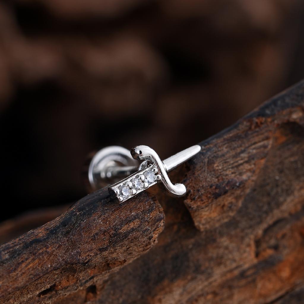 Women's 20G Tragus Earrings with Zircon 316L Stainless Steel Nose Stud Helix Cartilage Conch Labret Piercing Sensitive Ears