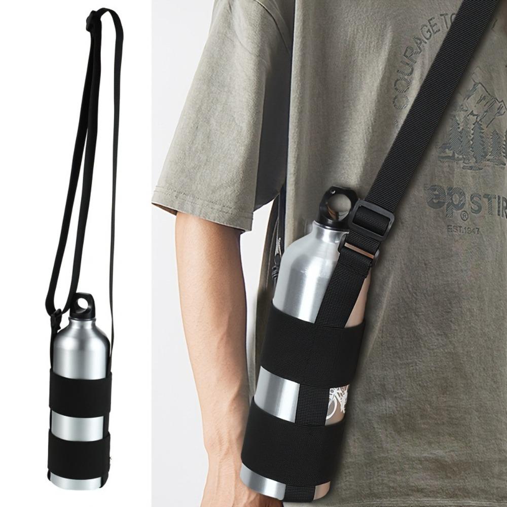 Adjustable Shoulder Strap Travel Water Bottle Holder Free Hands Kettle Strap  Hiking