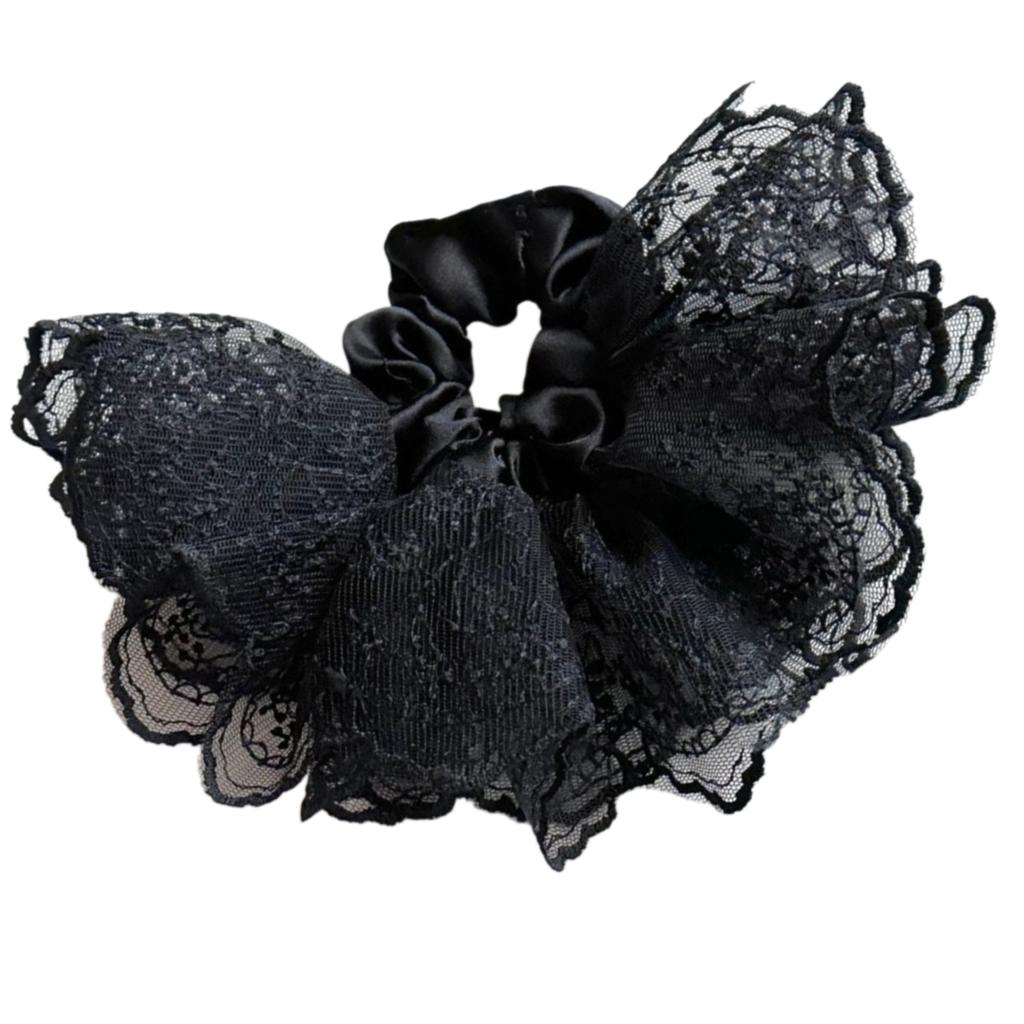 Invisible Elastic Lace Scrunchie Double Layer Ballet Skirt Hair Tie Sweet Lace Hair Bands For Casual And Prom Occasion