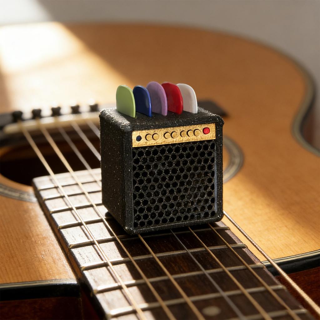 Ukulele And Guitar Pick Storage Box, Accessories, Miniature Amplifier Desktop Ornament, Toy, Gift.