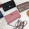 2025 Mini Bolsas de Ombro Matelassadas em Diamante para Mulheres Couro Genuíno Pele de Cordeiro Bolsa Transversal Correntes Fecho de Cadeado Clutch de Festa Carteira Carteiras Femininas