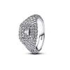 New 925 Silver Sparkling Bow Double Hearted Zircon Ring for Women DIY High Quality Wedding Jewelry Gifts
