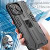 Shockproof Magnetic Armor Case For iPhone 16 Pro Max 16 Plus Capa For iPhone 15 11 14 Pro Max 13 12 Mini Holder Hard Phone Cover