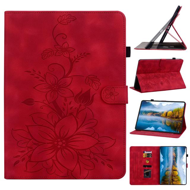 

Stand Flip Case for Huawei MatePad SE 10.4 Pro 11 10.8 C5e T10S Emboss Cover For MediaPad M5 Lite 10.1 inch Luxury PU Leather MatePad Pro 11 2022 красный