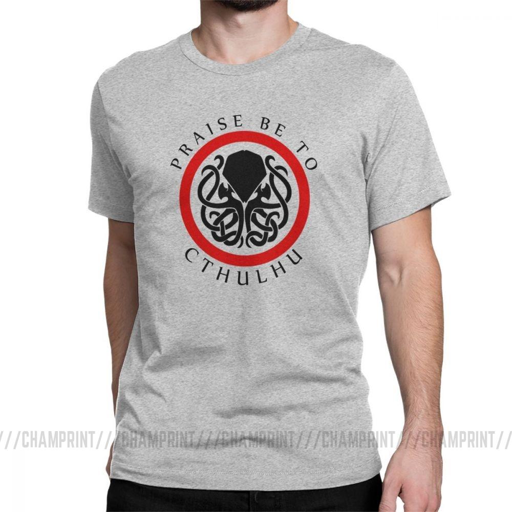 Praise Be To Cthulhu Cool T Shirts For Men Crewneck Cotton T Shirt Short Sleeve Tee