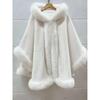 Shawl Outwear Cloak Women's Large Fur Collar Cloak Fashionloosefleece-linedthickenedwinterheattech Coat