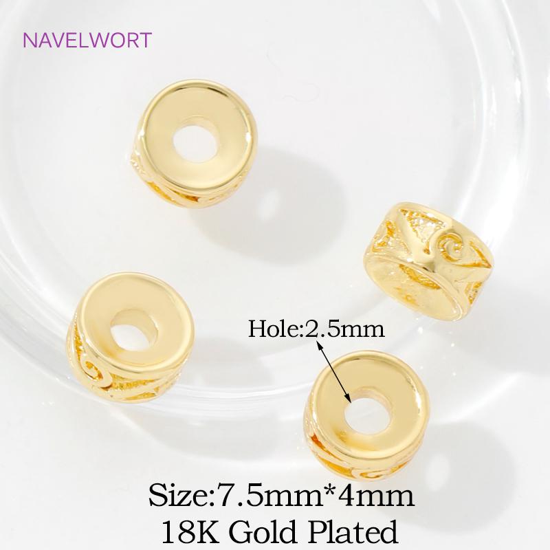 18K Gold Plated Round Spacer Beads,Separator For Beads,Brass Beads For Bracelet Making DIY Beading Jewelry Making Accessories