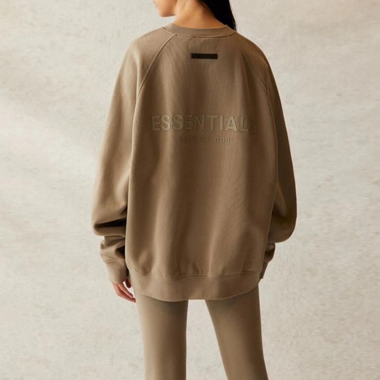 Fear of God Essentials Fleece Crewneck Sweatshirt With Logo Print Unisex Sweatshirt Moss FOG-SS21-580
