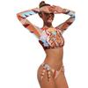 Nové dámské bikiny s leopardím vzorem, dlouhý rukáv, ochrana proti slunci, ramínka, sexy záda bez zapínání, vysoká elasticita, rozdělené bikiny