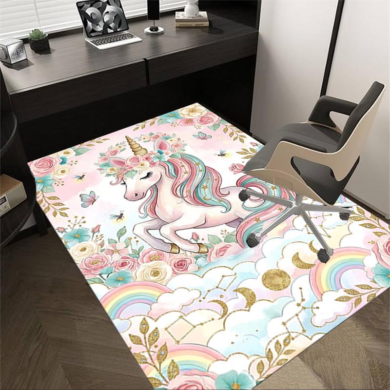 

1PC Unicorn Flowers Non-Slip Floor carpet, Office, family, bedroom, Studio - Large Area Rug,Decorative Mat, Longlasting Material-C0468 60cm by 90cm