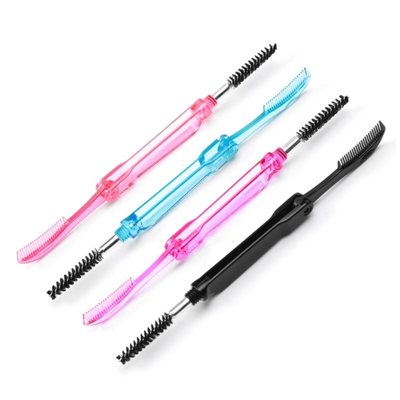Portable Eyebrow Eyelash Shaper Eyelash Comb Double Head Eyebrow Brush Makeup Grooming Tool Foldable Mascara Brush