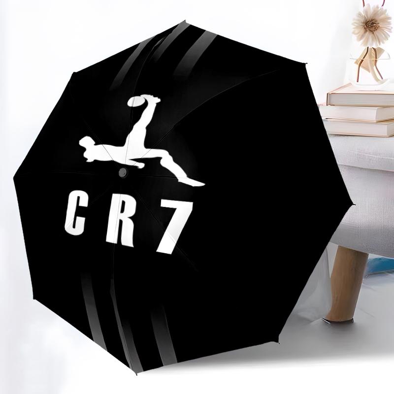 1pc Sturdy 8-Bone Auto Umbrella, Cristiano Ronaldo Umbrella, Digital Printed, Foldable Umbrella for On-the-Go Outdoor Use