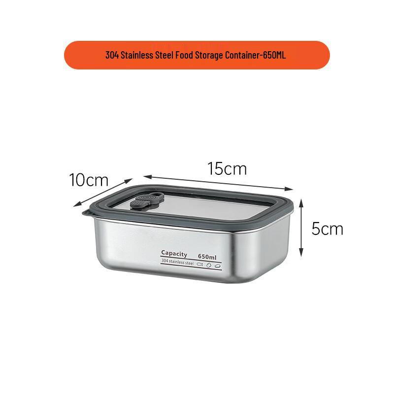 

Yipan 304 Stainless Steel Food Container with Glass Lid, 650ML