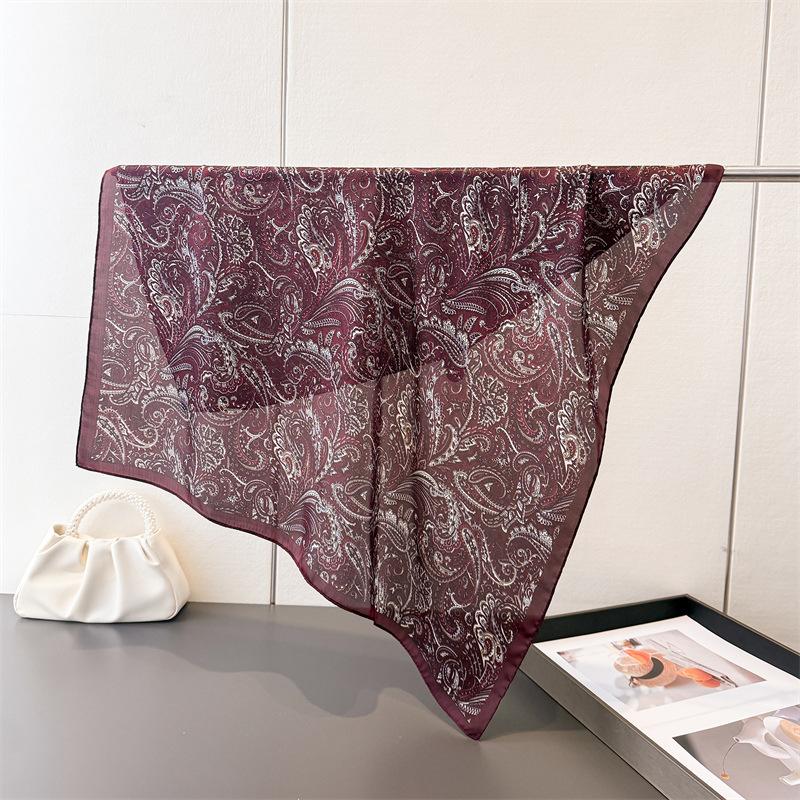 Women's Vintage Paisley Floral Square Scarf Soft Satin Shawl Small Handkerchief Neck Snood Hijab Headband Bandana