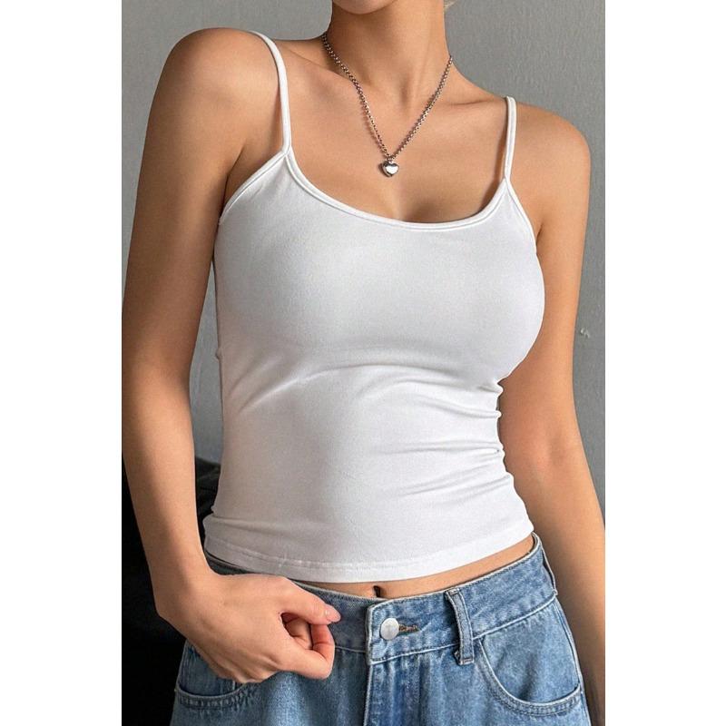 European And American New Women'S Clothing Simple Solid Color Backless Small Suspender Vest Sexy Babes Wear Bottom Repair