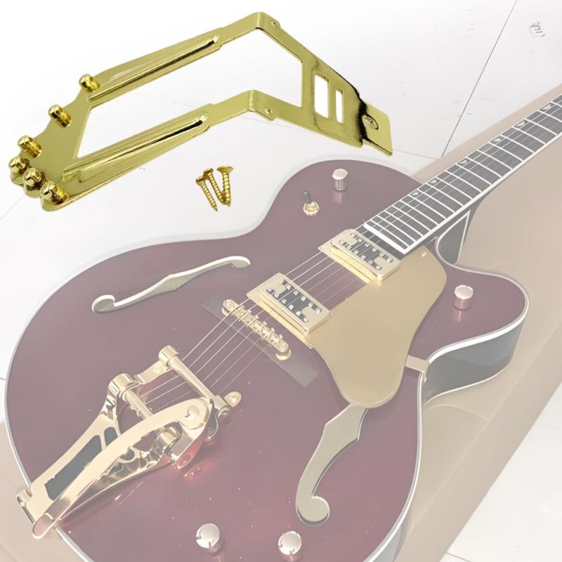Heavy Duty Jazz Guitar Bridge Metal Texture Suitable for Enhancing Volumes and Customizable String Height Adjustment