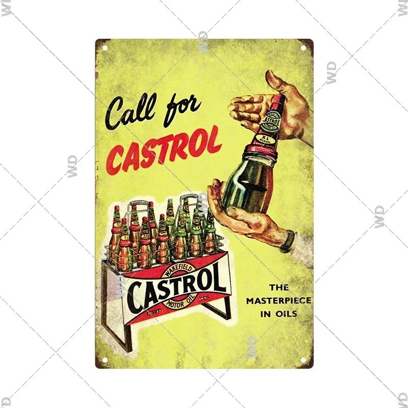 Castrol Motoröl Blechschild - Perfekt für Vintage Garagendekor - Tankstellenstil Wandplatte