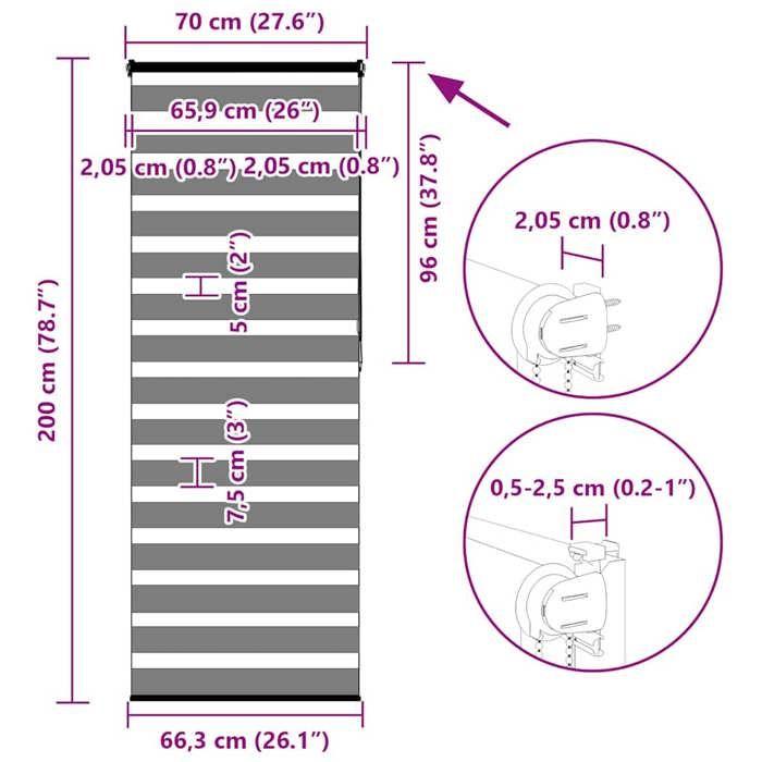 VidaXL Store Zèbre Gris Foncé Largeur Du Tissu 65,9 Cm Polyester, Store Enrouleur Zébré, Store Zébré Pour Fenêtre, Store 4014151