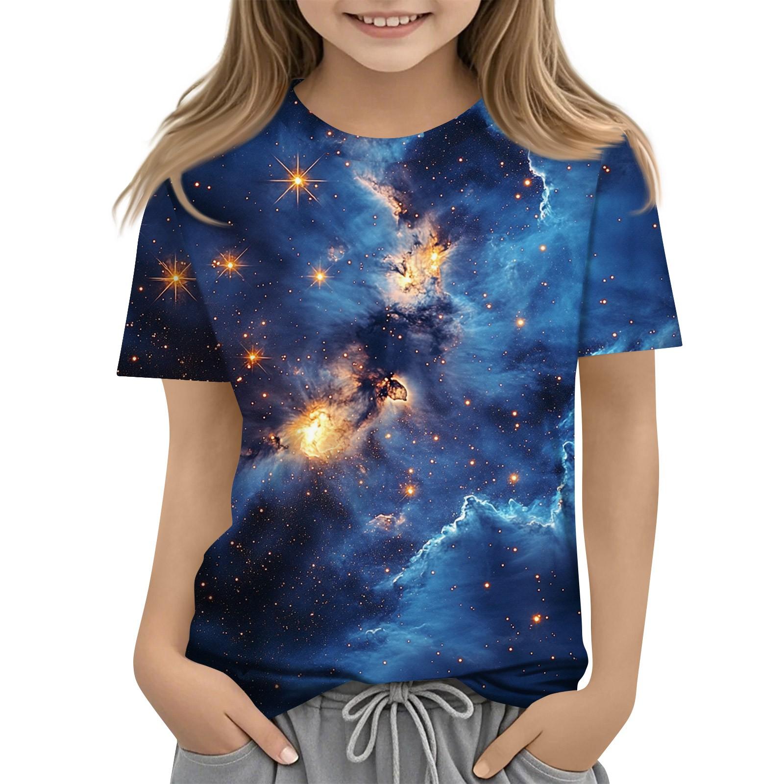 

Toddler Girl Boy Shirt Cute Starlit Sky Printed T-Shirts Kids Shirts 1-15Y 130