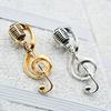 Fashion Microphone Music Note Brooches Alloy Treble Clef Badge Student Women's Cardigan Pins Backpack Decoration Accessory