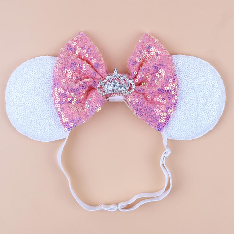 Bentiță Elastică Ajustabilă Urechi de Șoarece Disney Pentru Bebeluș Adult Paiete Fundă 5" Bentiță de Păr Festival Petrecere DIY Accesorii de Păr