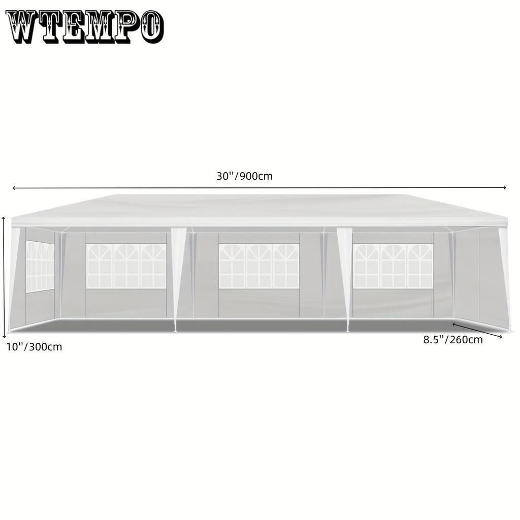 10'x30' Spacious Outdoor Party Tent - Waterproof Canopy, 8 Removable Sidewalls, Perfect for Patio, Wedding, Gazebo, Backyard Events and Gatherings