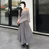 Yamamoto High-Waisted Pleated Long Skirt - Slimming, Solid Color, Versatile Japanese Casual Summer Style