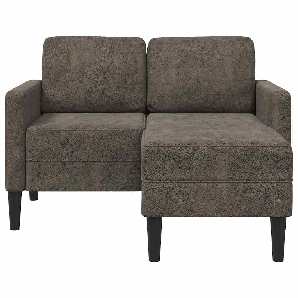 2 Seater Sofa with Chaise Longue L Shaped Dark Grey 125 cm Faux Leather