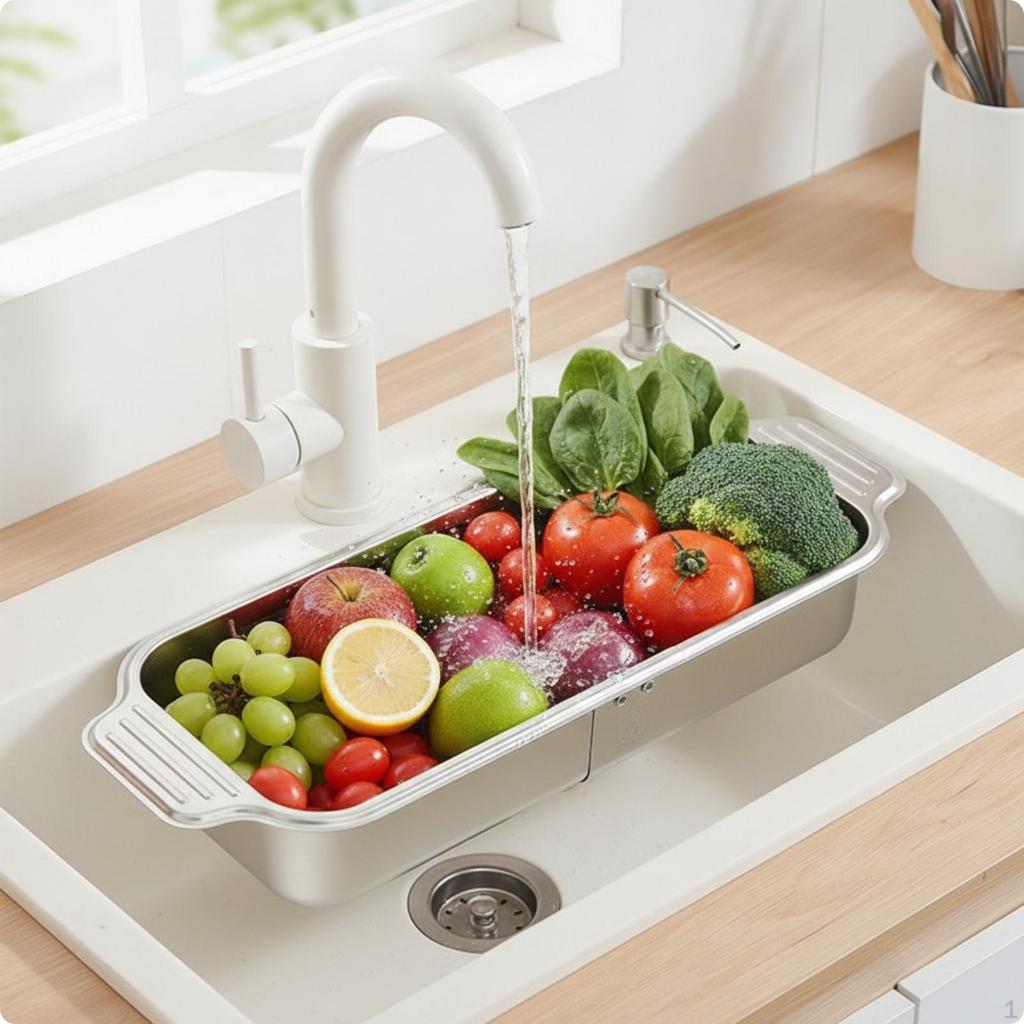 Colander Basket Expandable over-the-Sink Strainer Stainless Steel