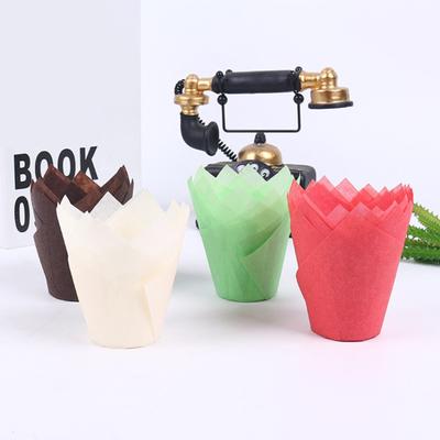 50 Adet Lale Çiçek Şekli Muffin Kupası Tek Kullanımlık Kağıt Tatil Partisi Cupcake Liner Mutfak Aletleri