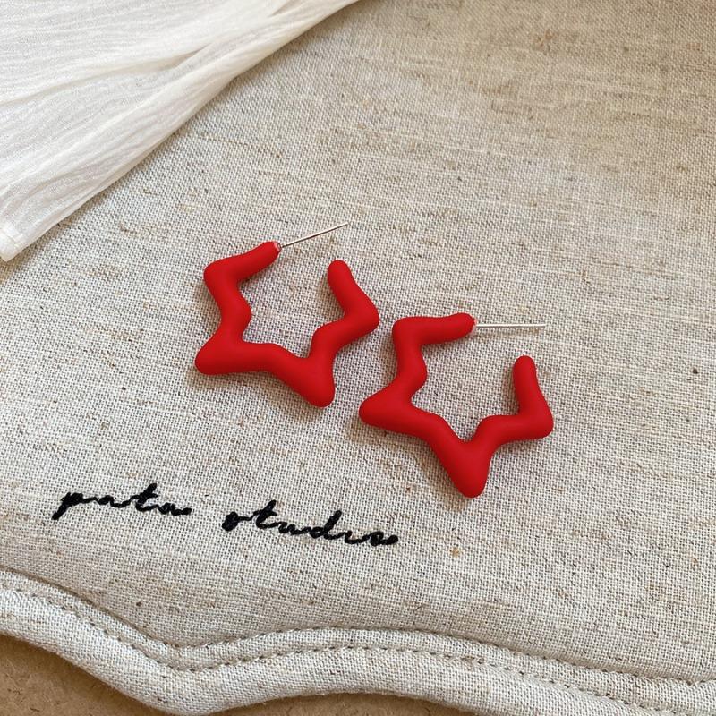 Niche new trendy acrylic earrings, simple temperament stud earrings, burgundy high-end earrings, new models