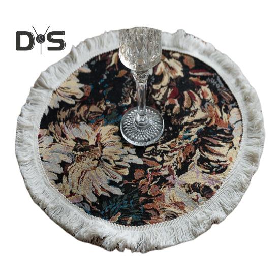 Tischset mit Quaste, pastoralem Stil, Blumen-Ölgemälde, ästhetische runde Form, Partys, Hochzeiten, Bankette, Tischdekoration, Abendessen-Matte