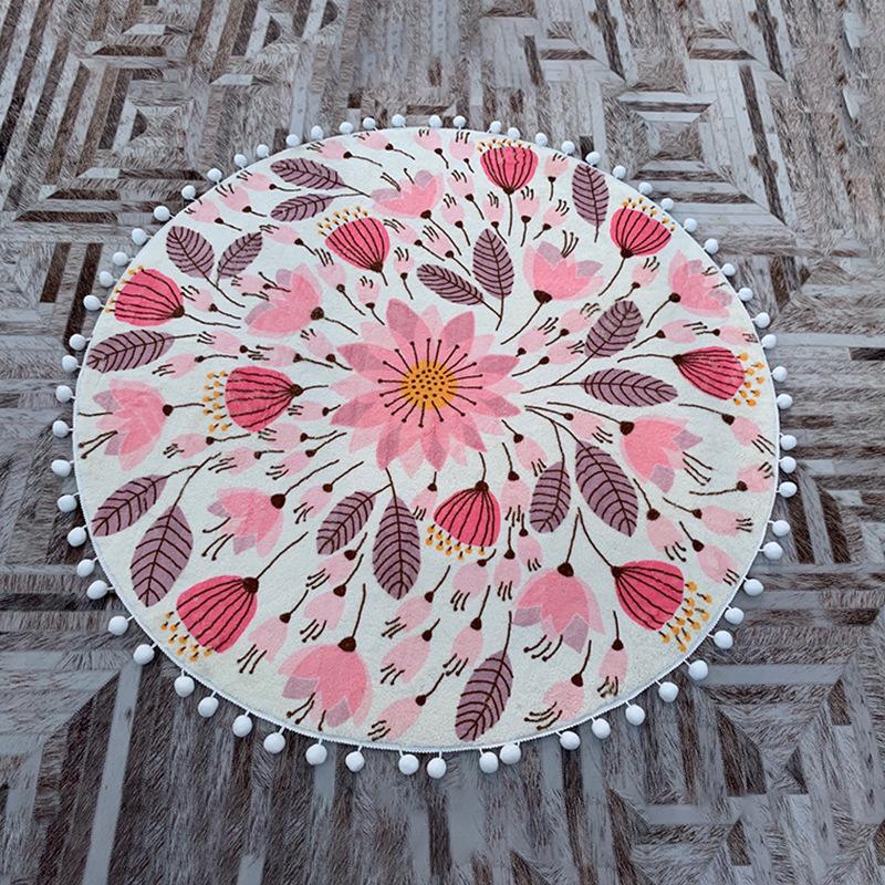 Circular Carpet Home Bedroom Carpet Coffee Table Window Mat Ethnic Style Circular Carpet