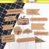 Writable Kraft Paper Birthday Cake Decoration Banner & Insert Flags
