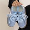 Damen Retro Low-Top Sneaker Color Block Schnürung Lässige Trainer Atmungsaktive Flache Schuhe für den täglichen Gebrauch