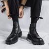 Autumn Martin boots Men's British high-top boots New mid-top leather shoes Black tooling Chelsea short boots
