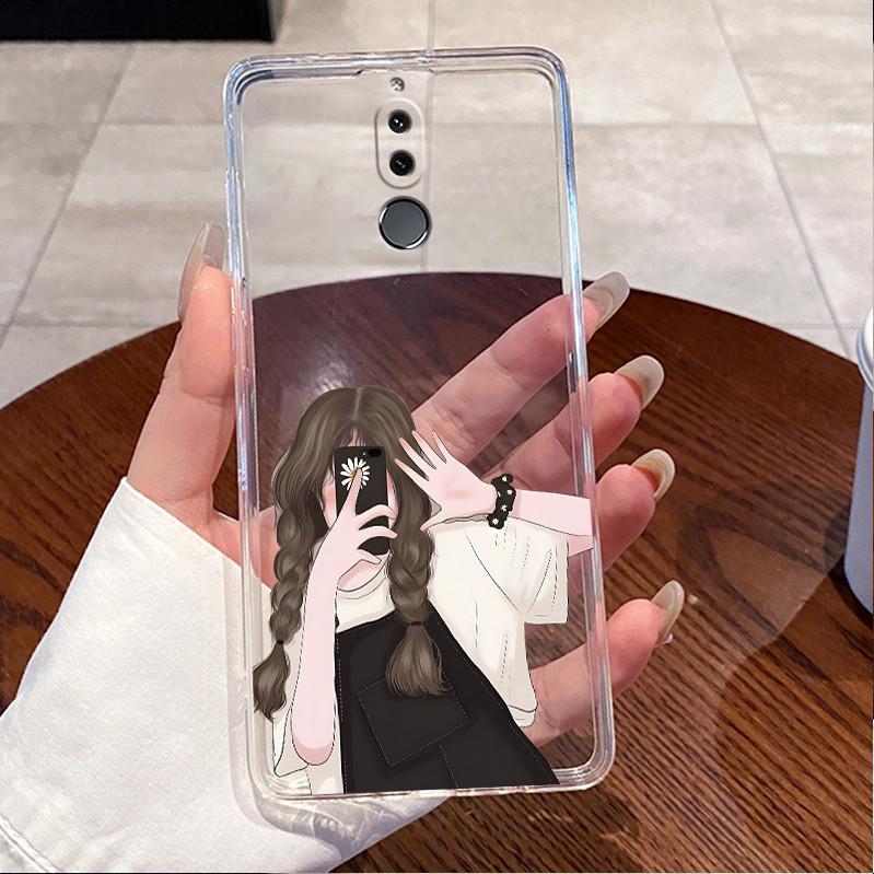 Cute Love Heart Rabbit Soft Clear TPU Phone Case for Huawei Mate 10 Lite Nova 2i Mate10Lite Nova2i Silicone Back Cover Housing